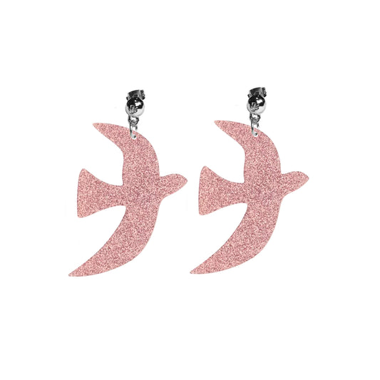 Boucles d'oreille oiseau  OCTOBRE ROSE